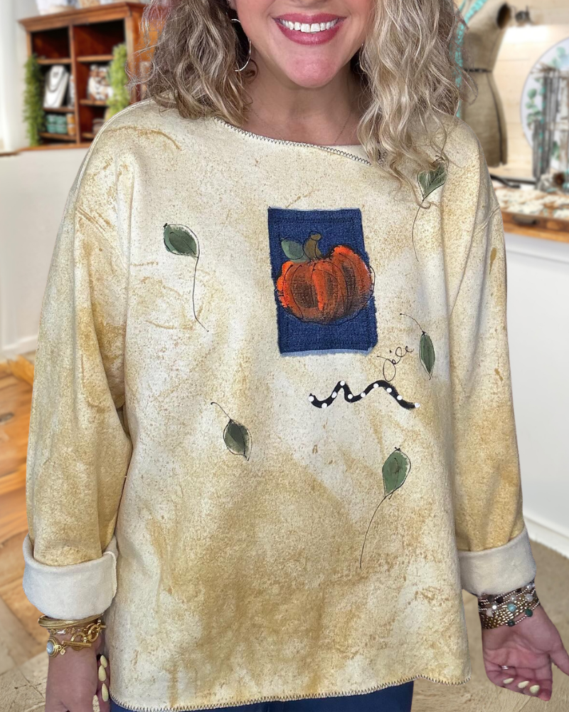 Pumpkin Embroidered Patch Sweatshirt