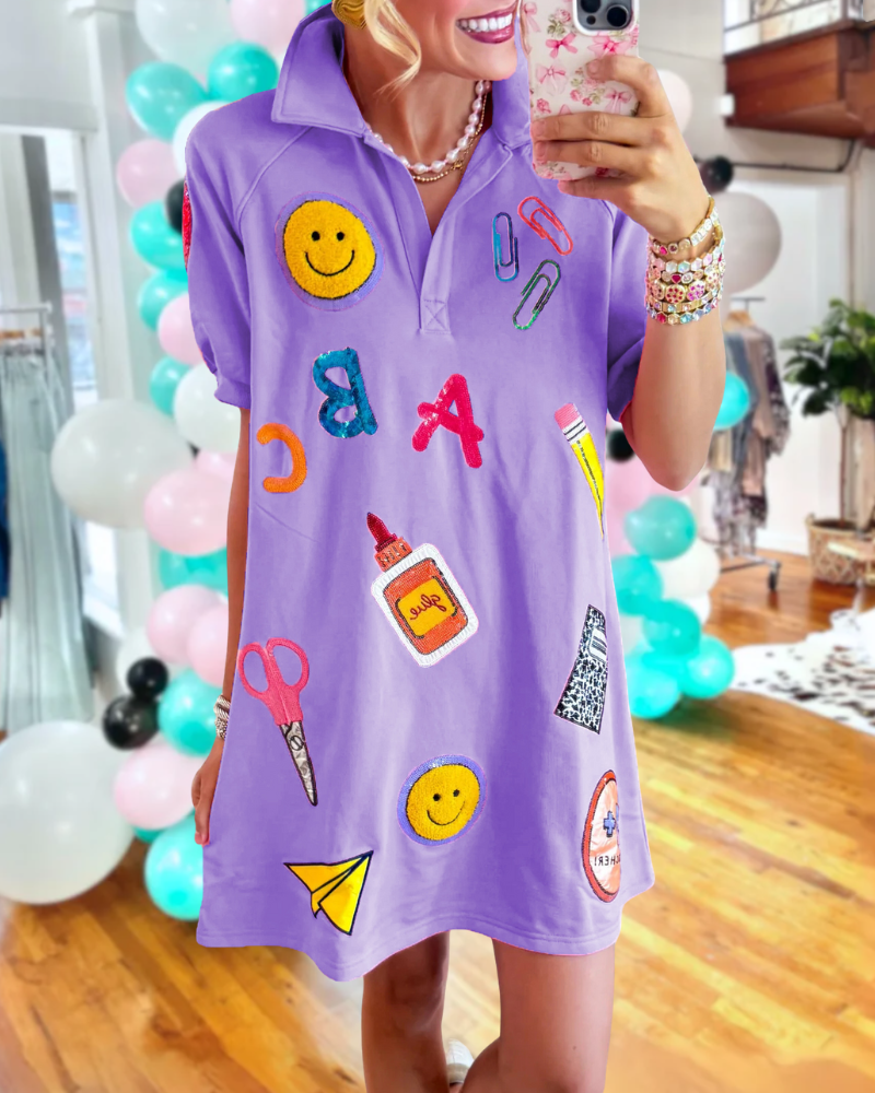 Playful School Mixed Pattern Dress