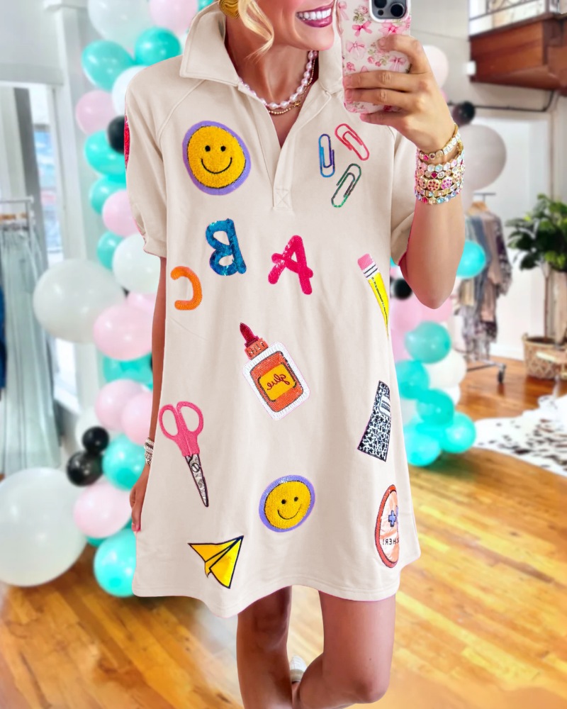 Playful School Mixed Pattern Dress