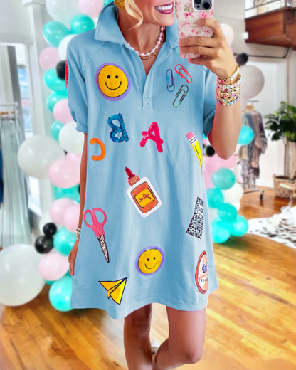 Playful School Mixed Pattern Dress