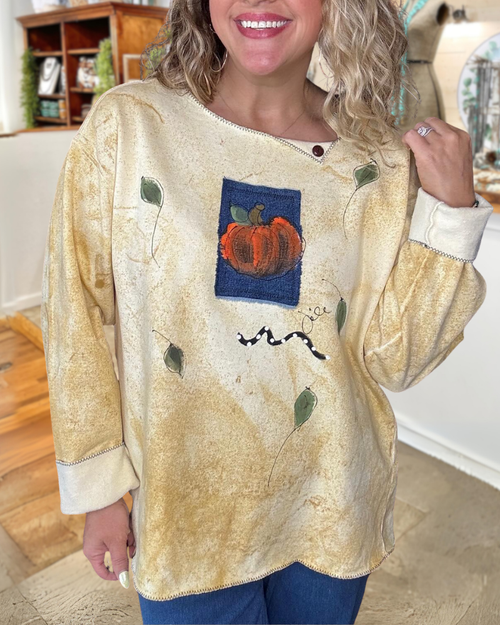 Pumpkin Embroidered Patch Sweatshirt