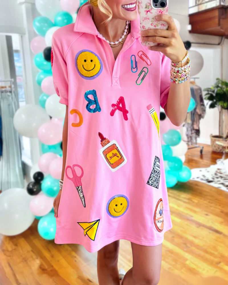 Playful School Mixed Pattern Dress