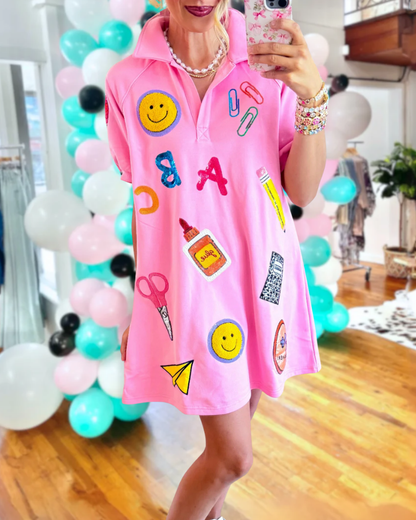 Playful School Mixed Pattern Dress